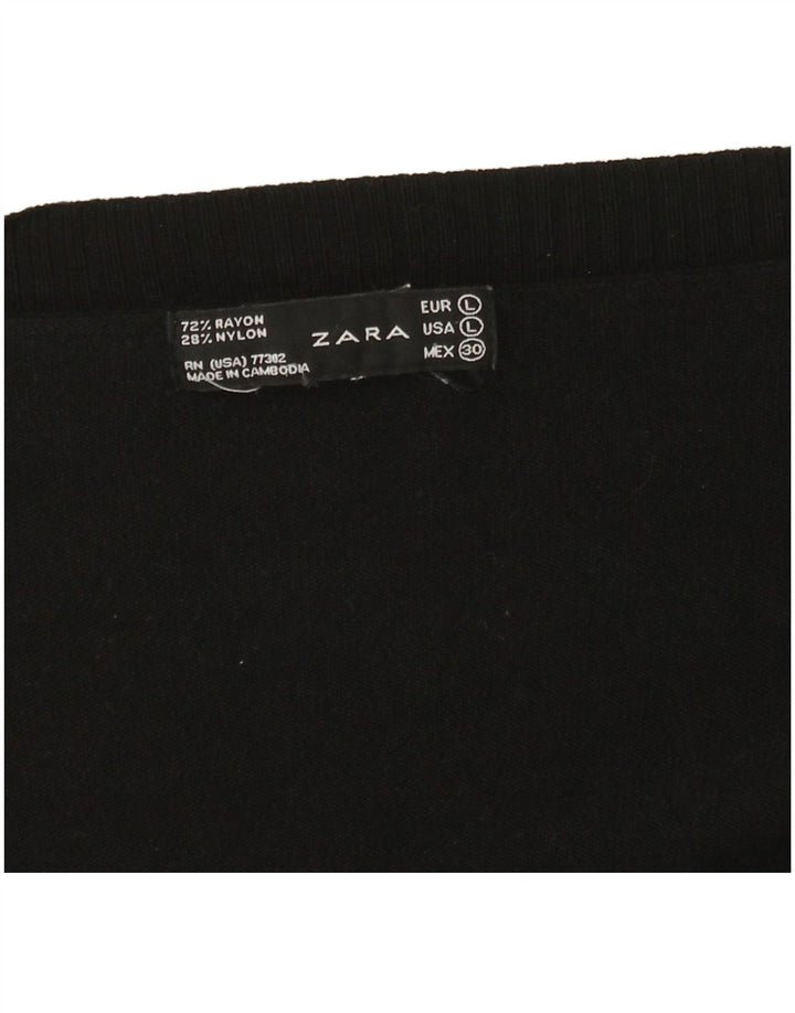 Maglione cardigan aperto da donna Zara UK 14 grande rayon nero
