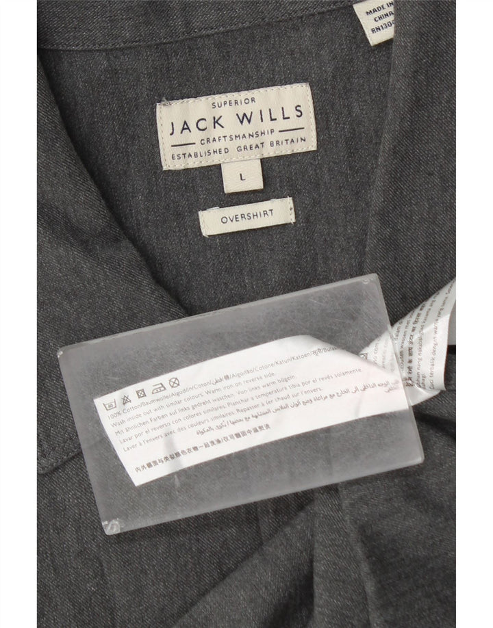 Camicia overshirt da uomo Jack Wills grande in cotone grigio
