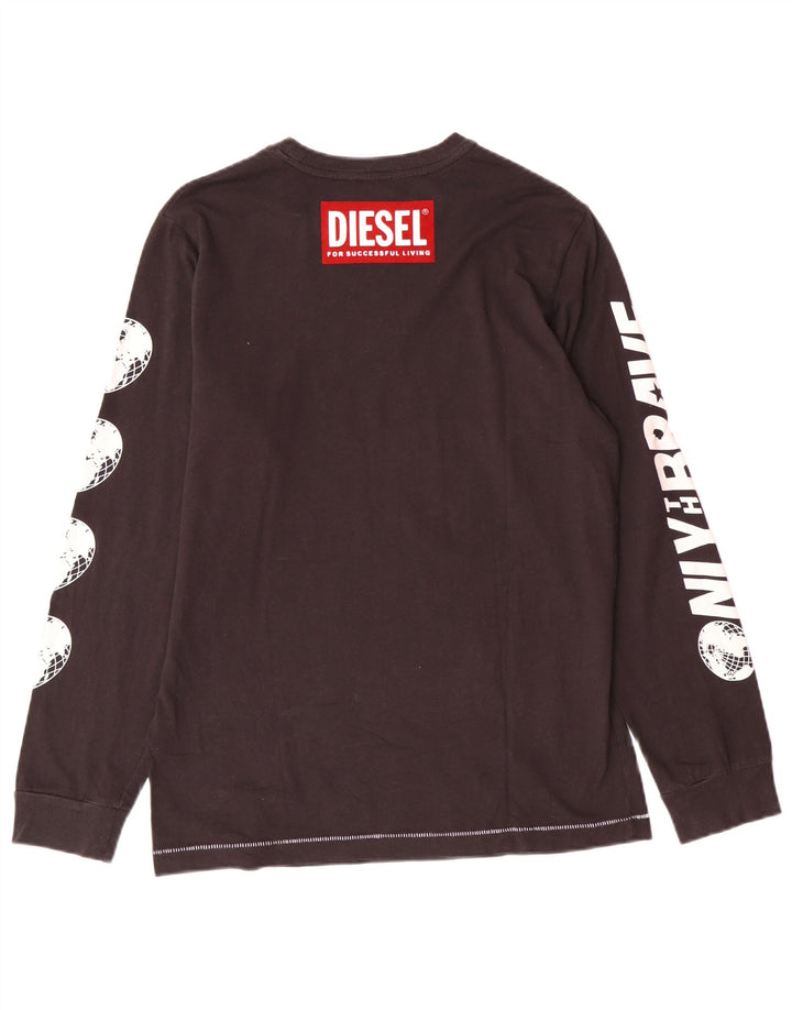 Diesel Top grafico da bambino a maniche lunghe 13-14 anni Nero