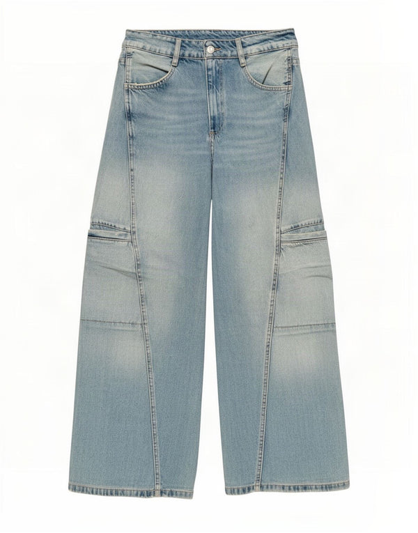 Zara Womens Cargo Loose Jeans EU 38 Small W28 L30 Blue