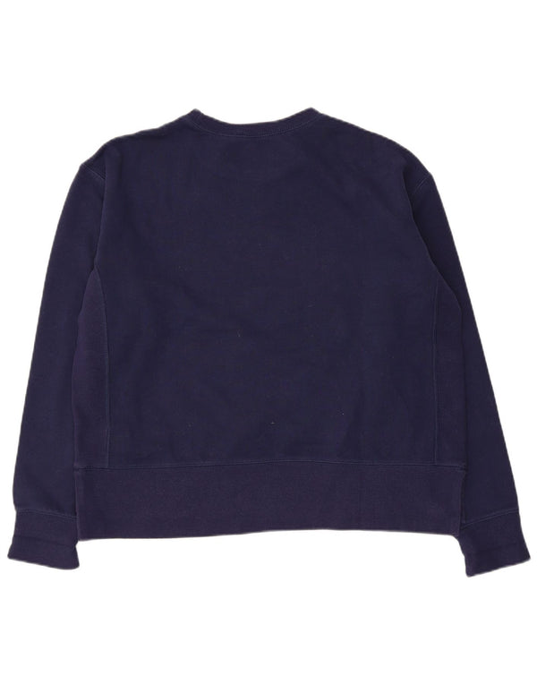 Polo Ralph Lauren Womens Sweatshirt Jumper UK 14 Medium Navy Blue Cotton
