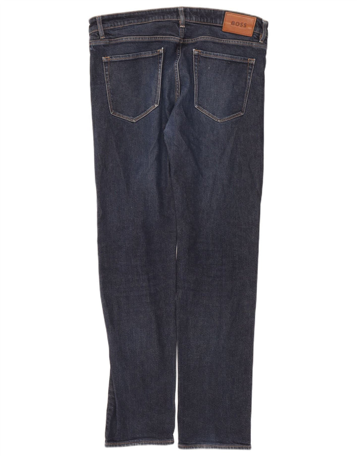 Jeans dritti da uomo Hugo Boss W36 L34 cotone blu navy