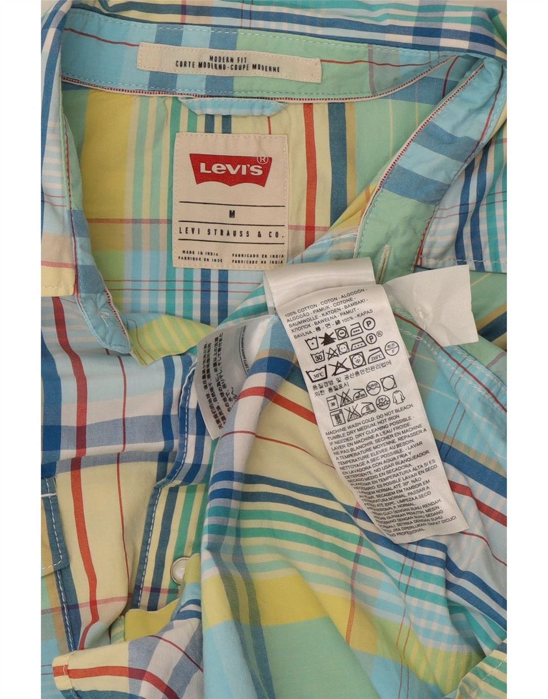 Camicia a maniche corte Levi's Modern Fit da uomo in cotone a quadri blu medio