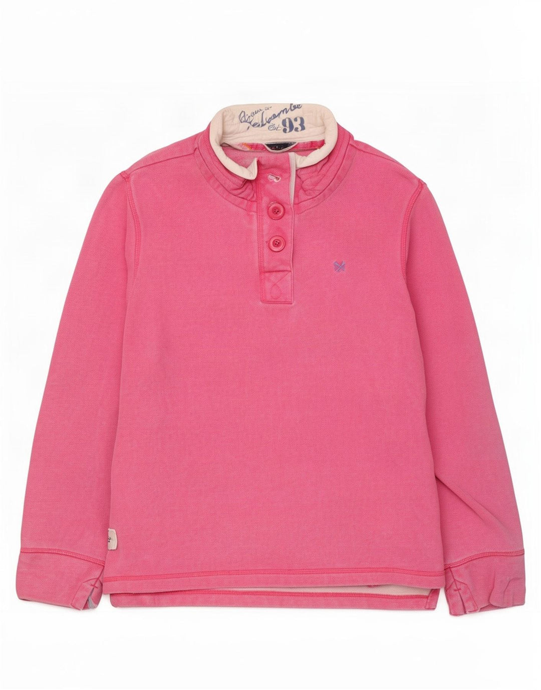 Crew Clothing Felpa da donna con collo abbottonato Maglione UK 12 Cotone rosa medio