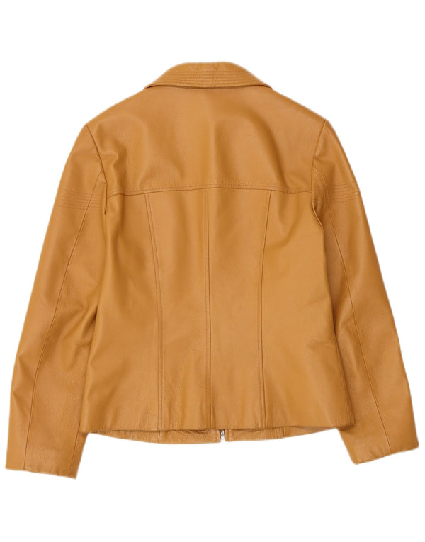 TOGETHER Giacca in pelle da donna UK 8 Piccola pelle beige