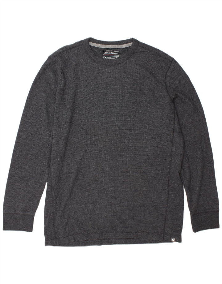 EDDIE BAUER Top da uomo a manica lunga grande in cotone grigio