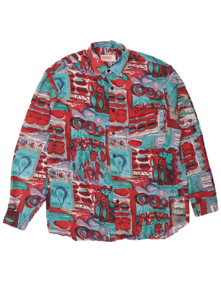 Camicia vintage da uomo con motivo astratto piccola multicolore