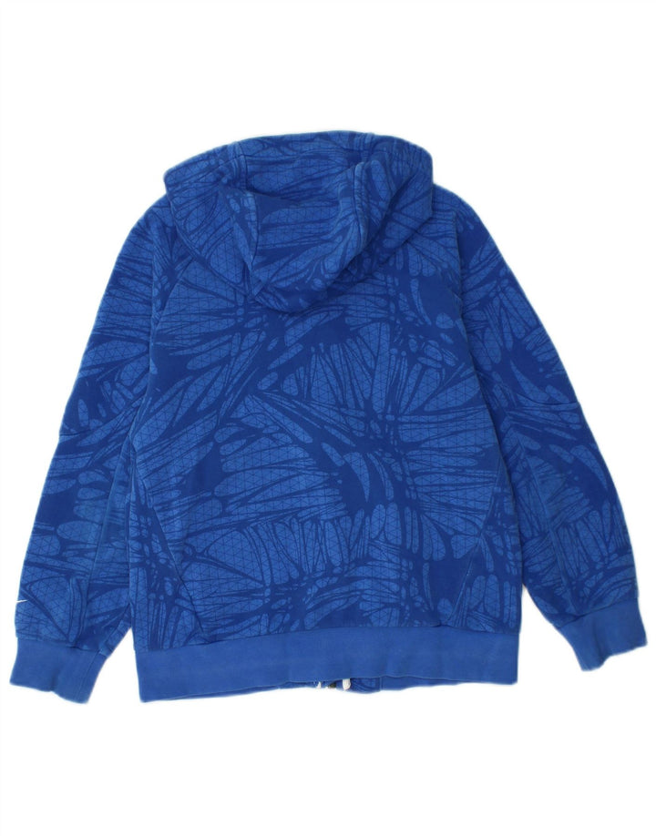 NIKE Boys Graphic Zip Hoodie Sweater 8-9 Years Small  Blue Geometric