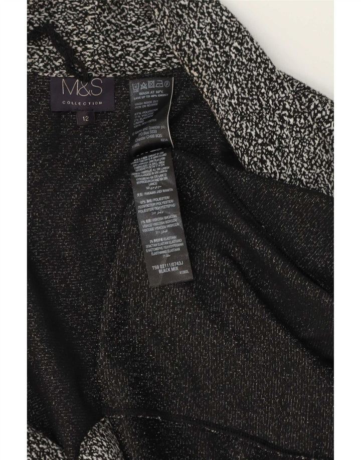 Giacca blazer aperta in maglia da donna Marks & Spencer UK 12 media nera screziata