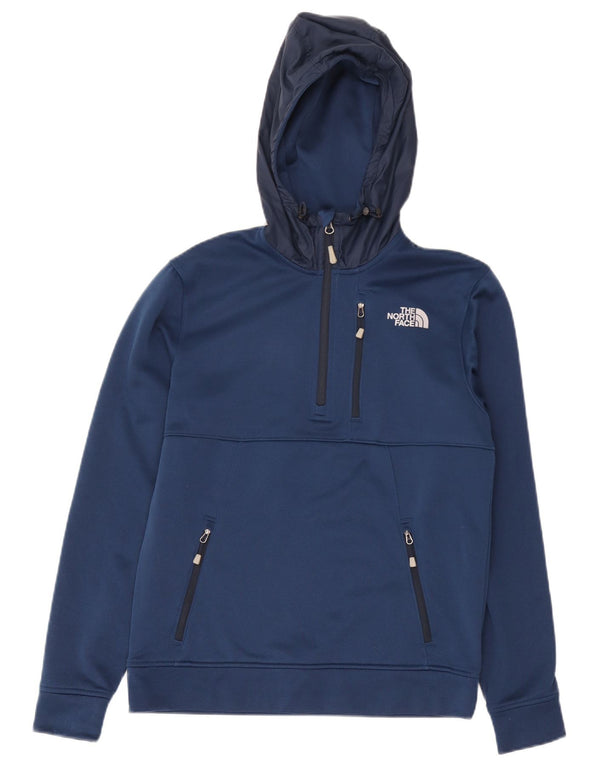 Felpa con cappuccio da uomo The North Face con zip e collo, piccola, in poliestere blu navy
