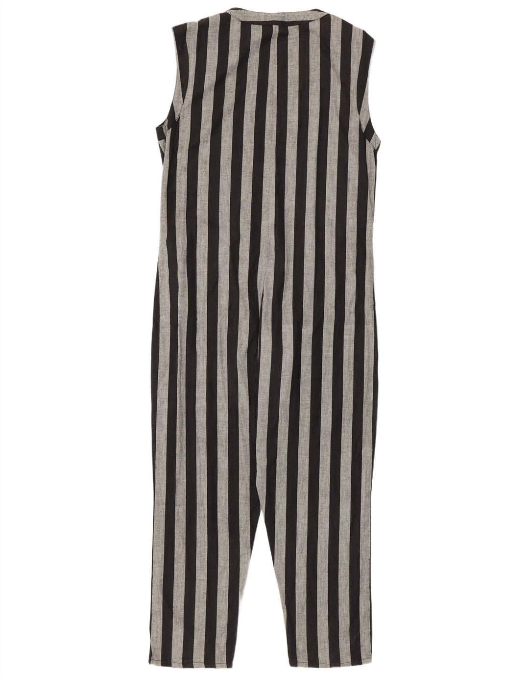 Tuta senza maniche vintage da donna UK 14 a righe nere medie