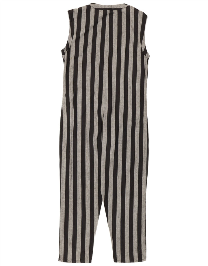 Tuta senza maniche vintage da donna UK 14 a righe nere medie