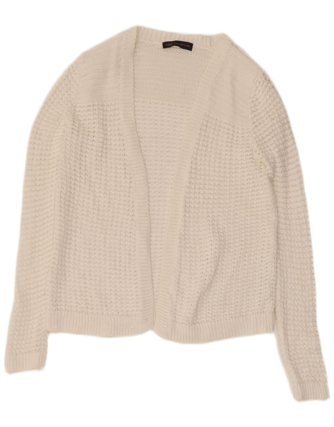 Maglione cardigan aperto da donna Marks & Spencer UK 8 piccolo bianco