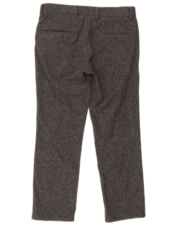 Pantaloni da abito dritti da uomo Hugo Boss W33 L28 lana screziata grigia
