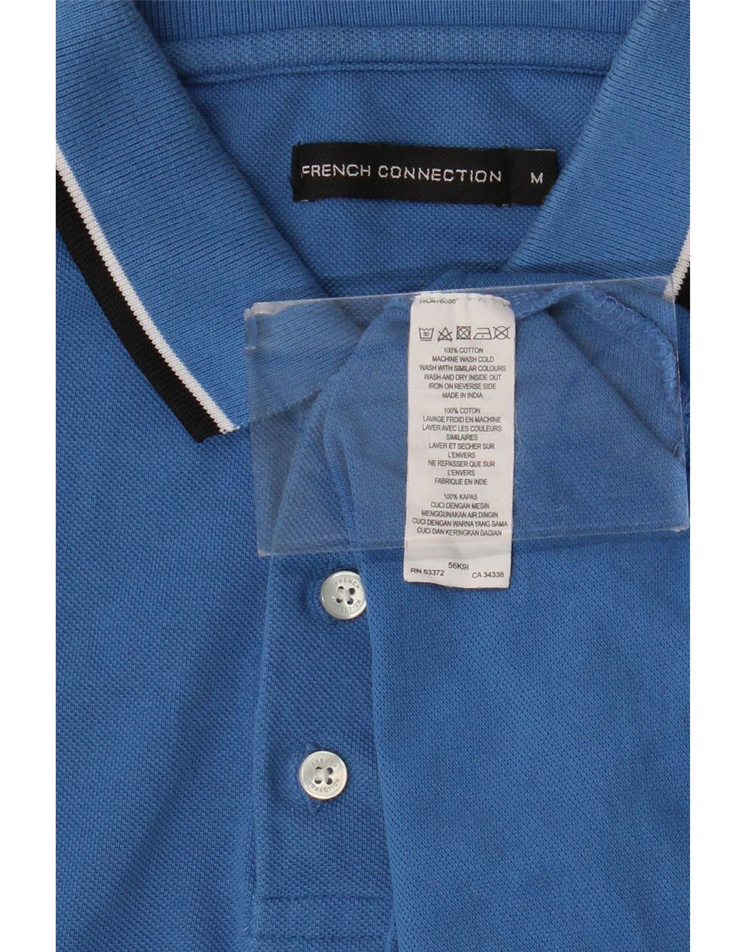 Polo da uomo French Connection in cotone a righe blu medio