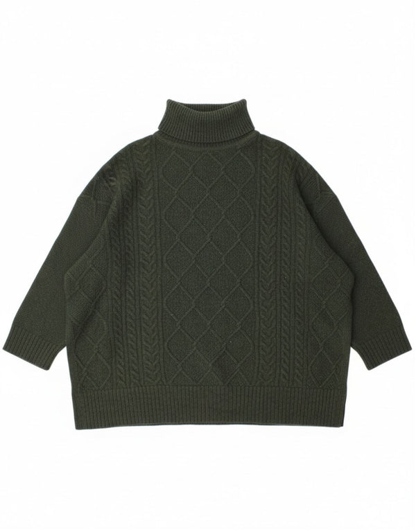 Barbour Donna Burne Cape Dolcevita Maglione Maglione UK 14 Lana Verde Medio