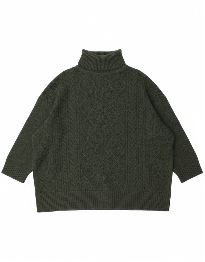 Barbour Donna Burne Cape Dolcevita Maglione Maglione UK 14 Lana Verde Medio