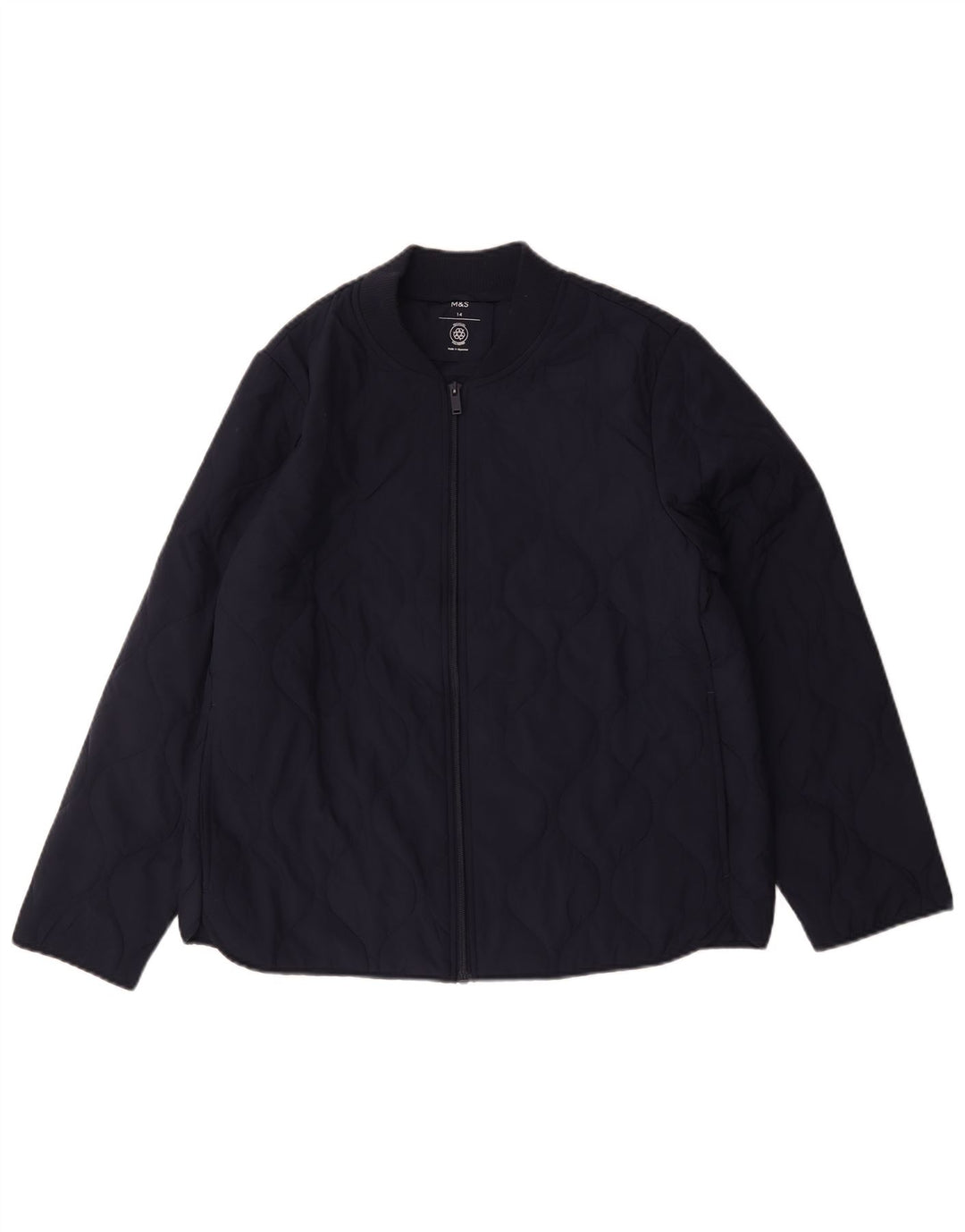 Giacca trapuntata da donna Marks & Spencer UK 14 grande poliestere blu navy