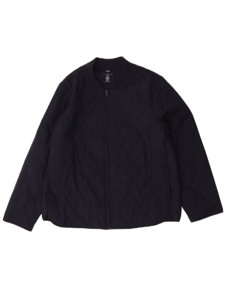 Giacca trapuntata da donna Marks & Spencer UK 14 grande poliestere blu navy