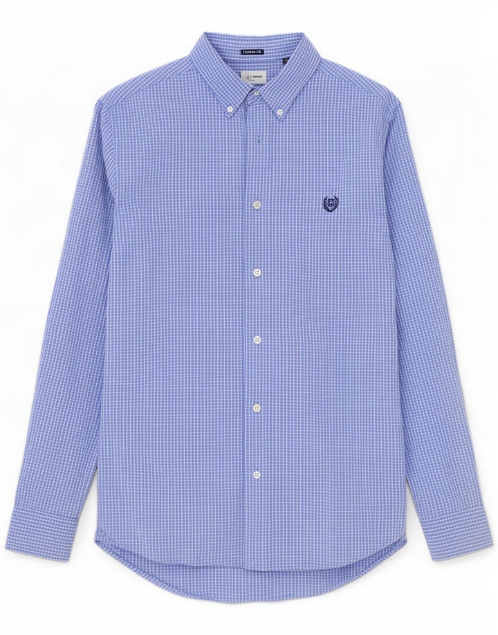 Chaps Camicia da uomo su misura piccola in cotone a quadretti blu