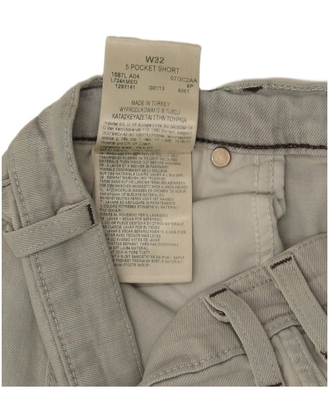 Pantaloncini corti in denim da uomo a 5 tasche Lee W32 cotone grigio medio