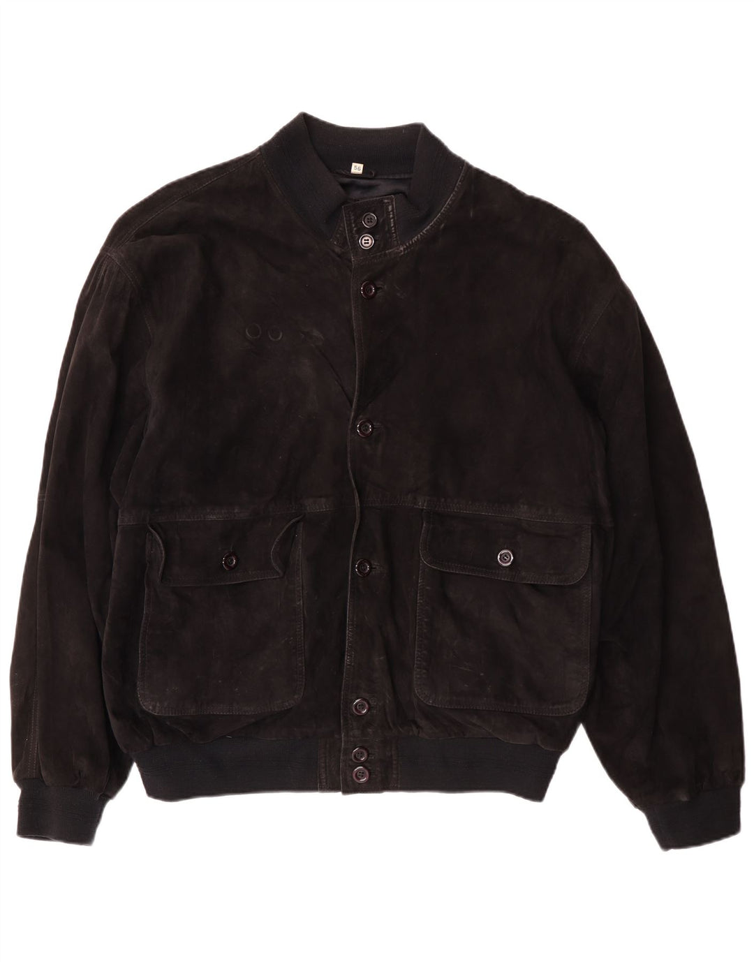 Giubbotto bomber da uomo in pelle scamosciata VINTAGE IT 56 3XL Pelle nera