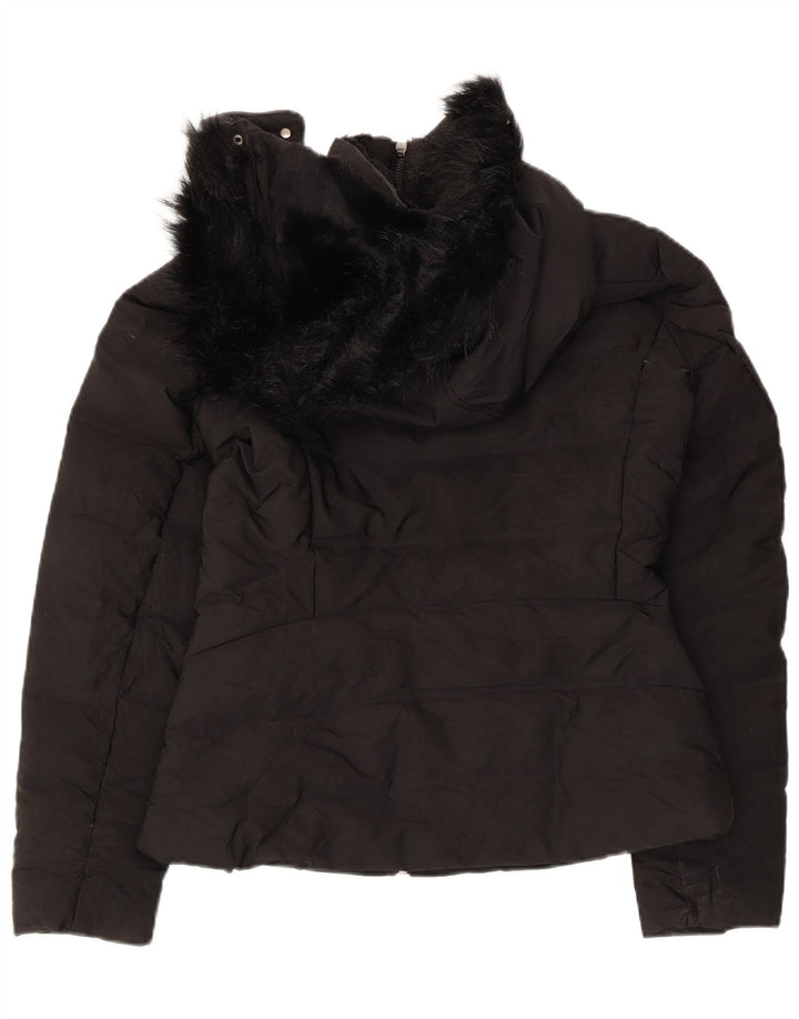 Giacca imbottita con cappuccio da donna Zara UK 10 piccola poliestere nero