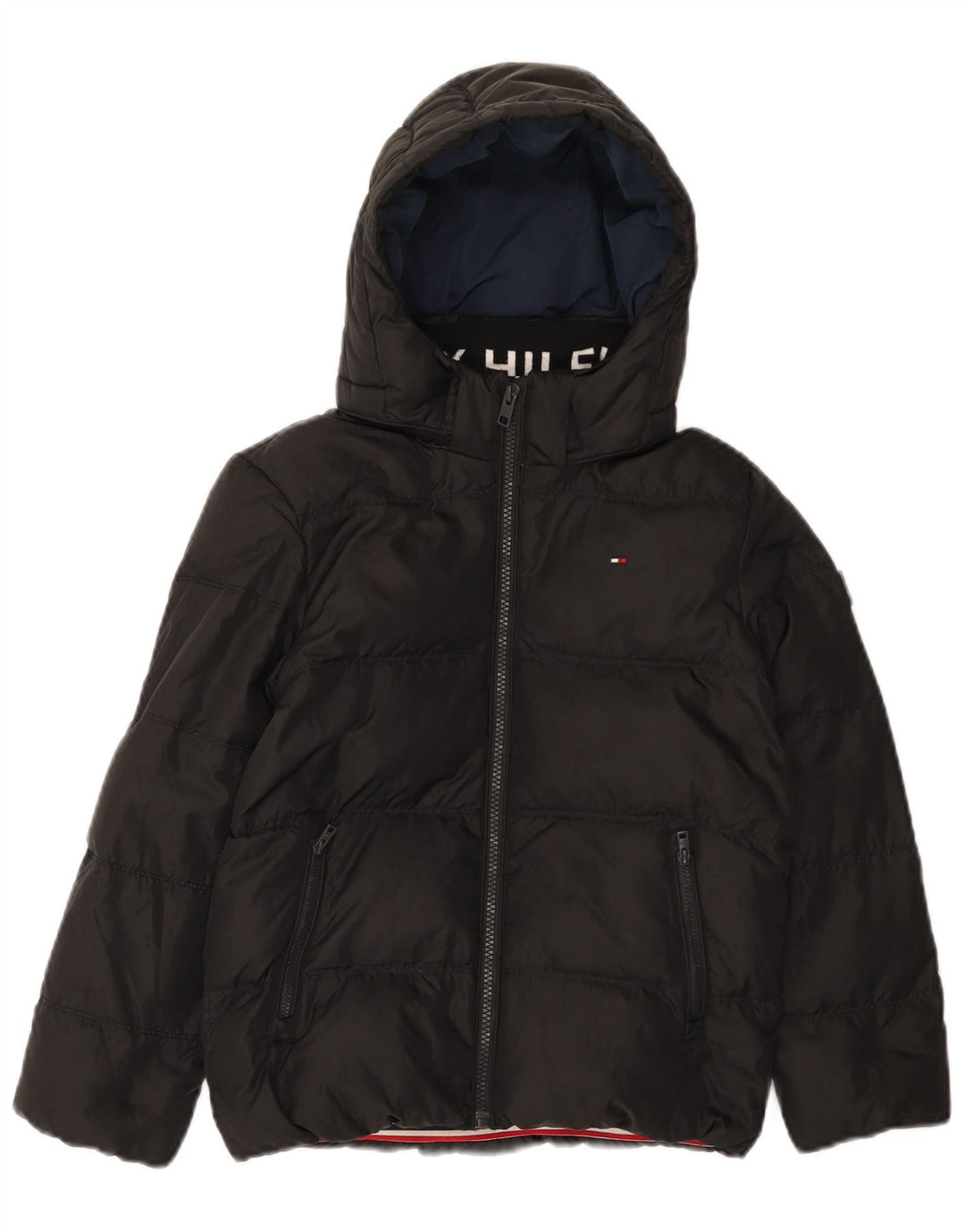 Giacca imbottita con cappuccio Tommy Hilfiger per ragazzi 7-8 anni in poliestere nero