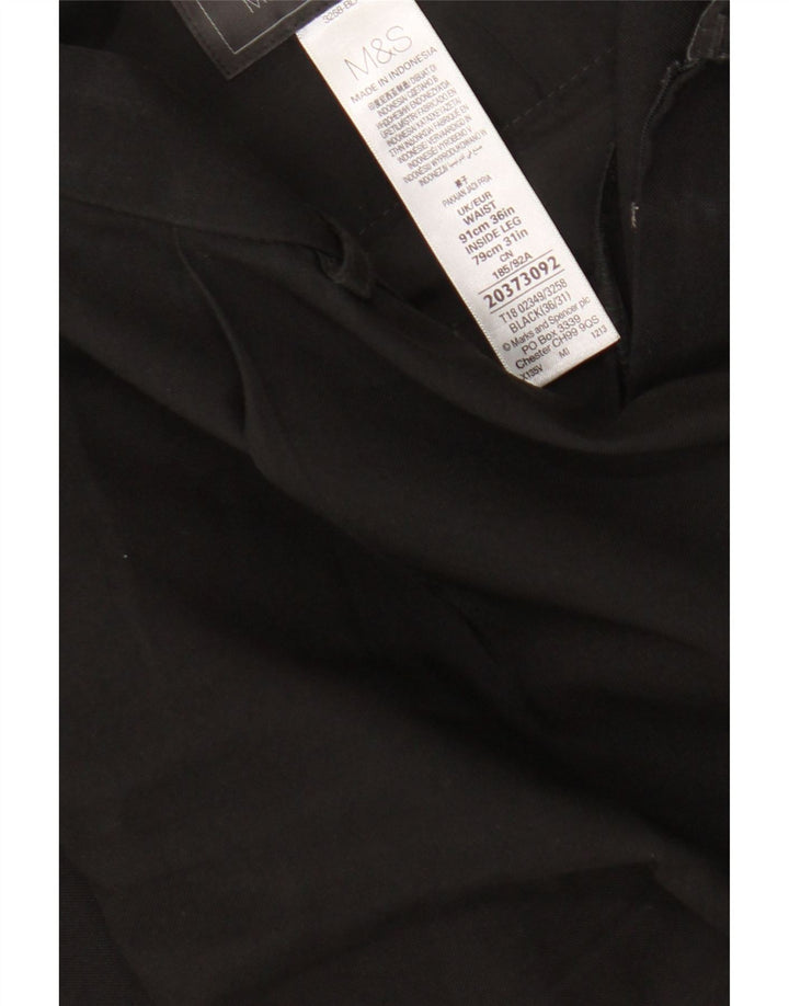 Pantaloni da abito con pegging da uomo Marks & Spencer W36 L31 poliestere nero