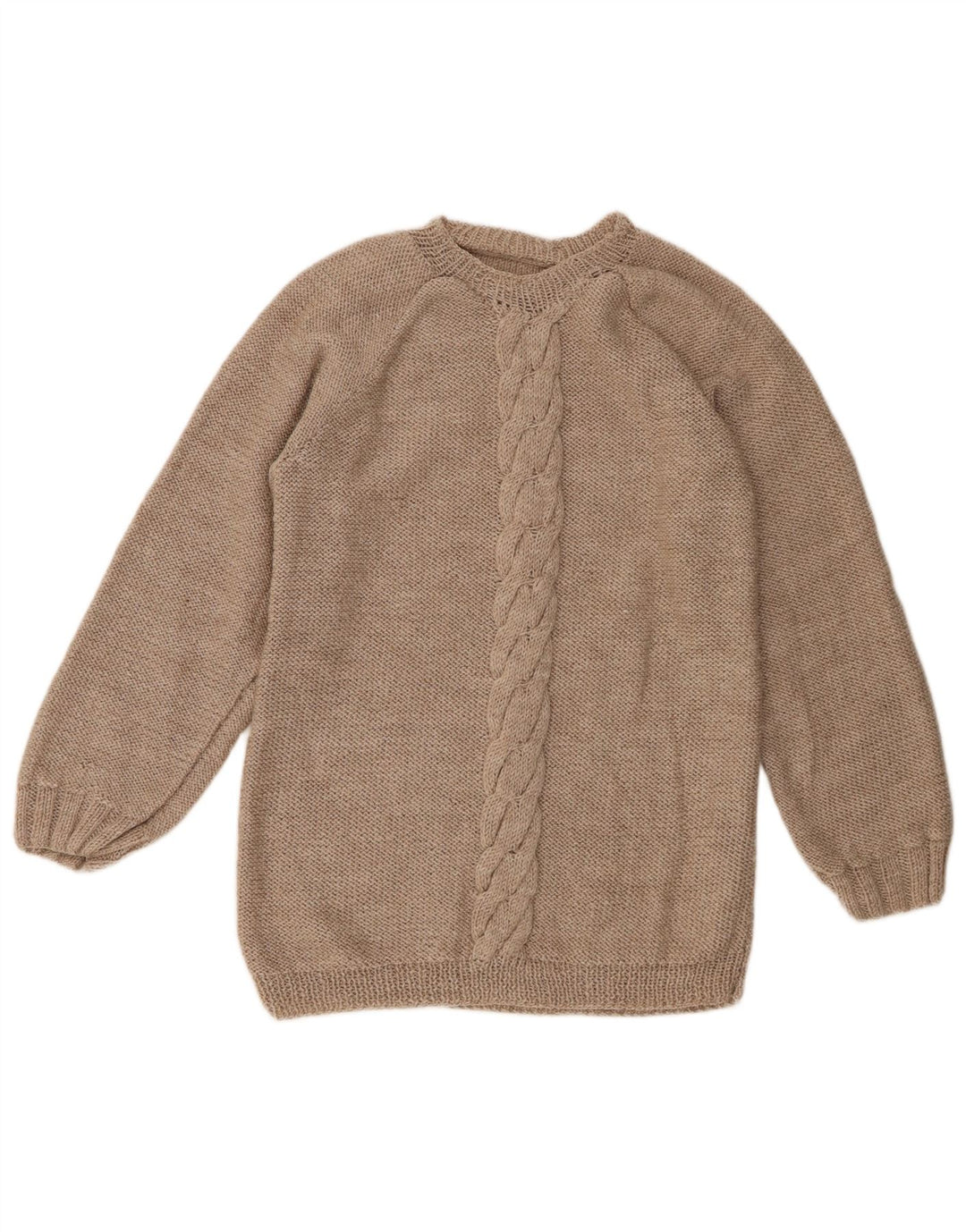 Maglione maglione vintage da donna con scollo a barca UK 12 Beige medio