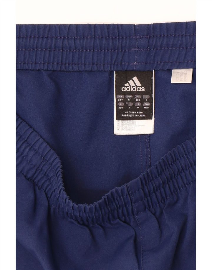 Pantaloncini sportivi da uomo Adidas Large in poliestere color block blu navy
