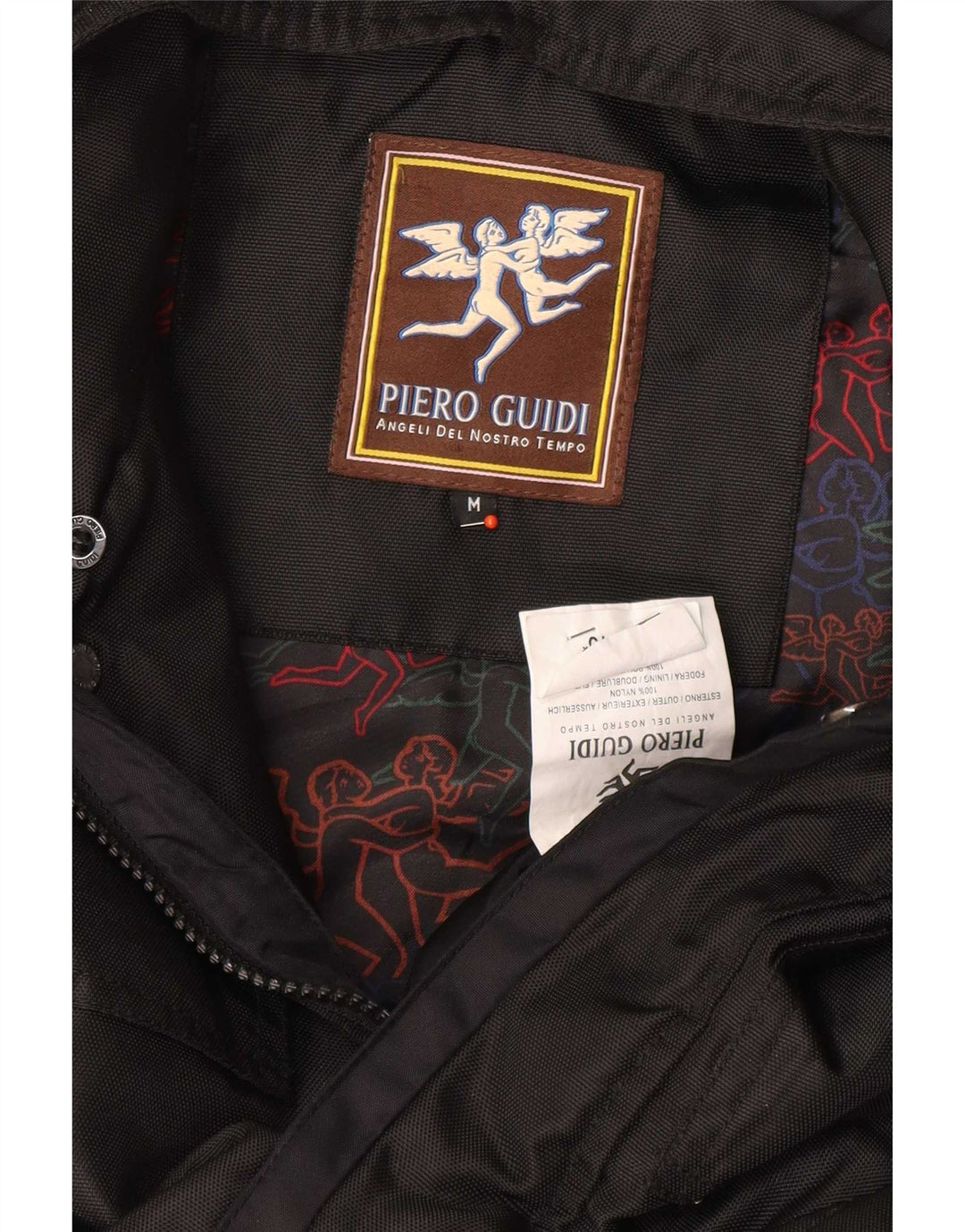 Giacca a vento con cappuccio da uomo Piero Guidi UK 38 nylon nero medio