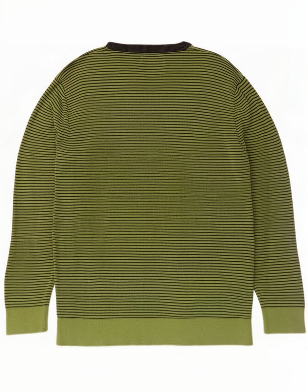 Pierre Cardin Maglione da uomo con scollo a barca Maglione grande cotone gessato verde