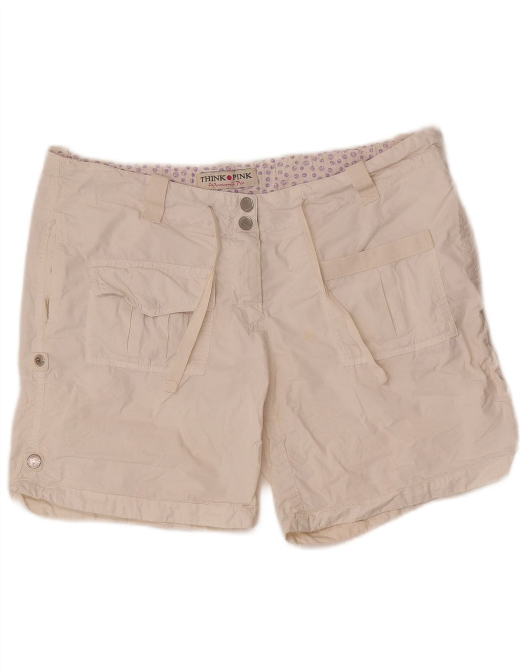Pantaloncini cargo da donna Think Pink W30 cotone bianco medio