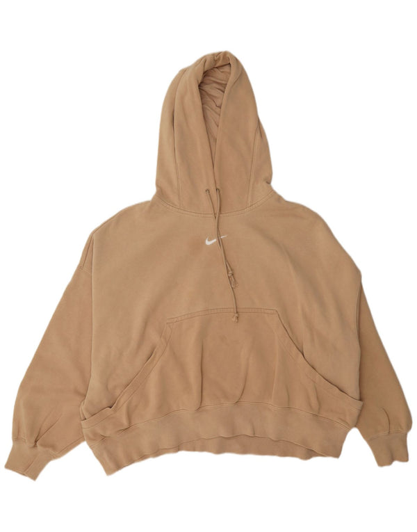 Felpa con cappuccio oversize corta da donna Nike UK 16 grande cotone beige