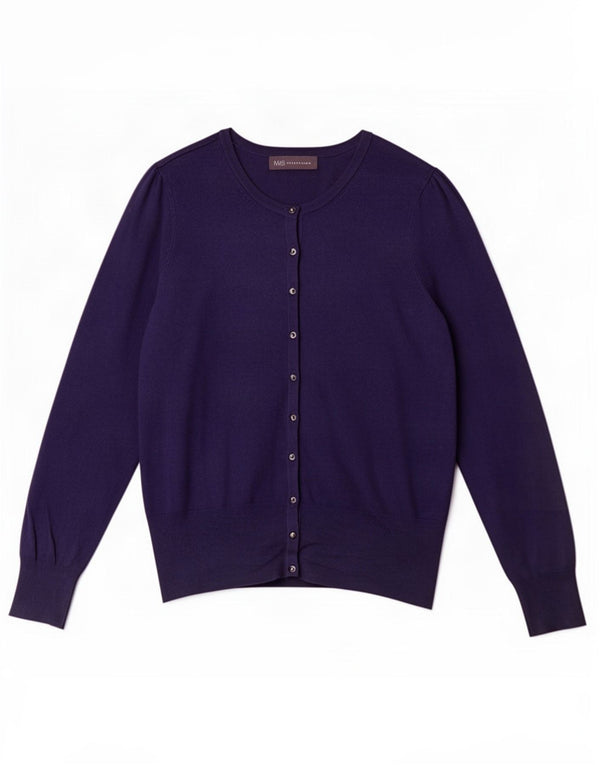 Maglione cardigan da donna Marks & Spencer UK 14 Viscosa blu navy medio