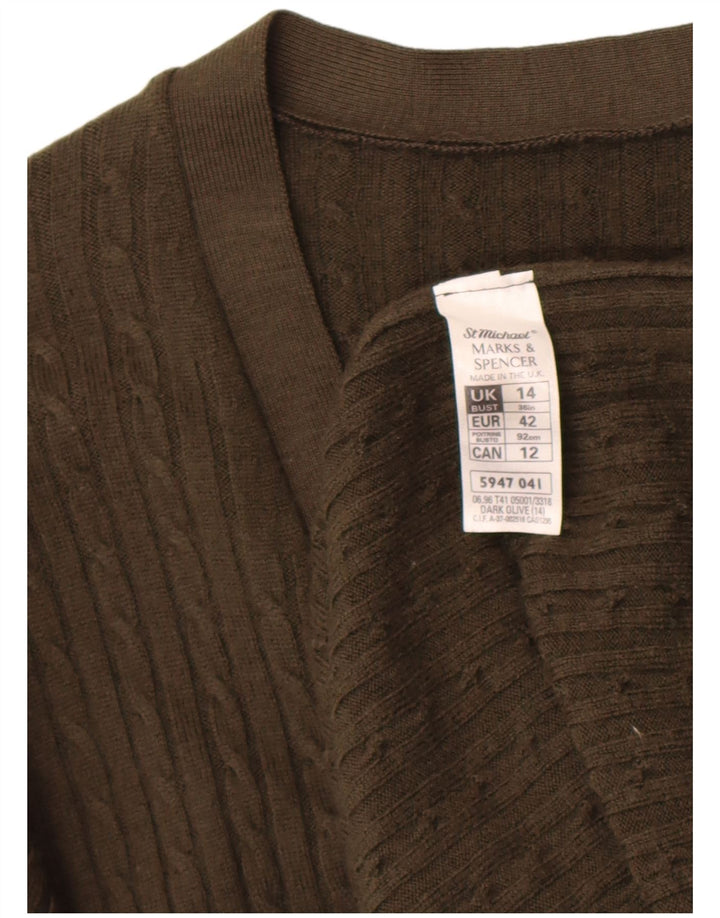 Maglione cardigan Marks & Spencer da donna St. Michael UK 14 grande kaki