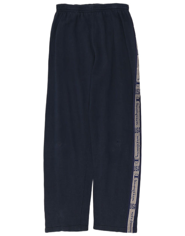 CHAMPION Mens Graphic Tracksuit Trousers Medium  Navy Blue Cotton
