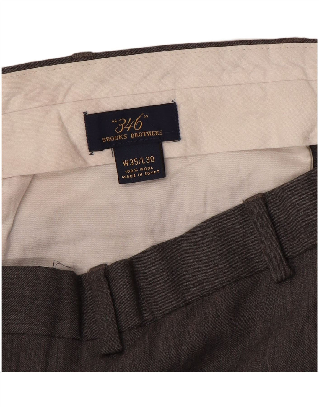 BROOKS BROTHERS Pantaloni da abito dritti 346 da uomo W35 L30 Lana grigia