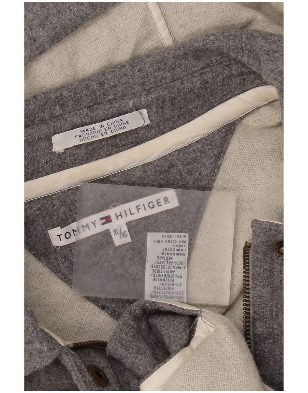 Cappotto con cappuccio da donna Tommy Hilfiger UK 18 XL lana grigia
