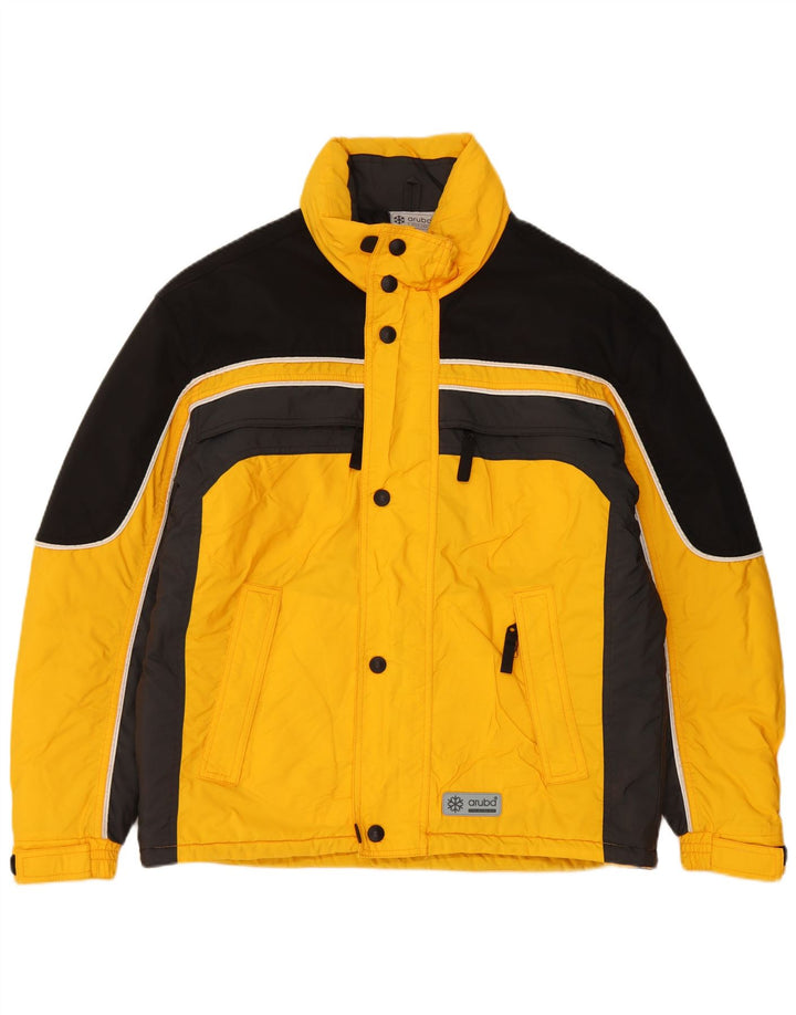 Giacca da sci impermeabile da uomo vintage IT 48 color block giallo medio