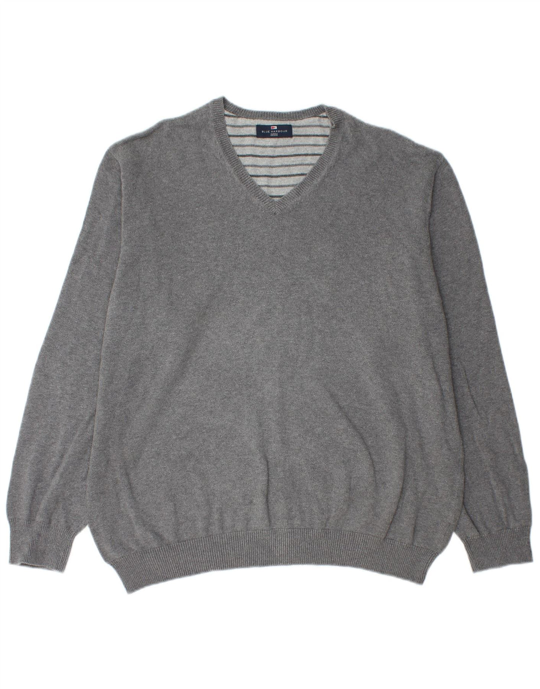 Maglione da uomo con scollo a V blu Harbour Marks & Spencer 2XL cotone grigio