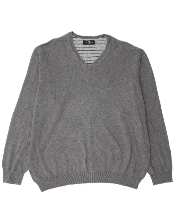 Maglione da uomo con scollo a V blu Harbour Marks & Spencer 2XL cotone grigio