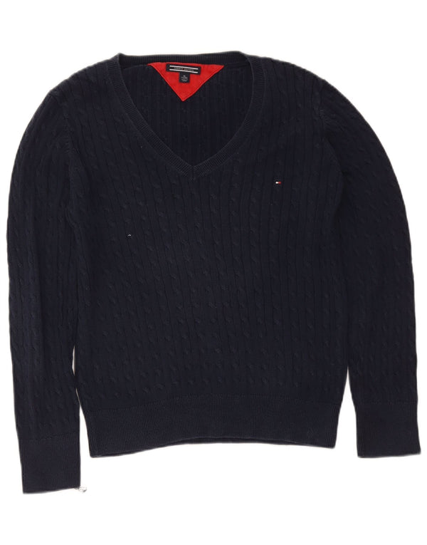 Maglione maglione con scollo a V da donna Tommy Hilfiger UK 18 XL Blu navy