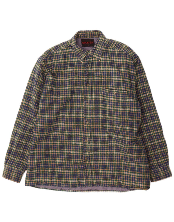 Sportex Mens Lumberjack Flannel Shirt Large Green Check Polyester