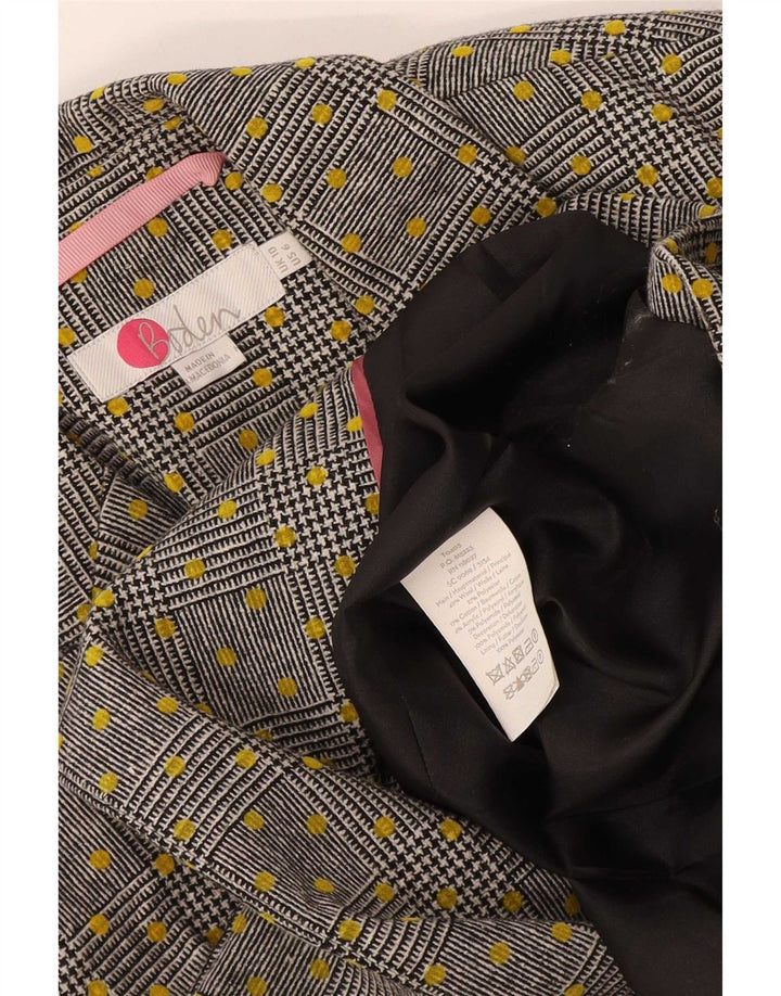 Giacca blazer doppiopetto da donna Boden UK 10 piccola lana maculata grigia