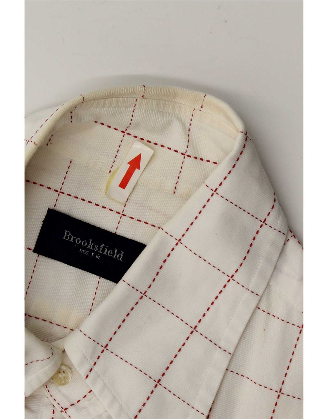 Camicia da uomo Brooksfield taglia 41 grande cotone a quadri bianchi