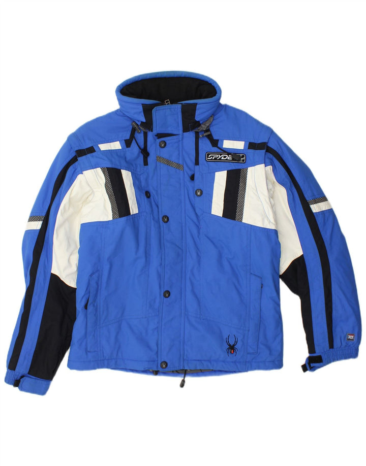 Giacca da sci con cappuccio per ragazzi Spyder 15-16 anni XL poliestere color block blu