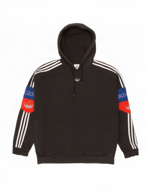 Felpa con cappuccio grafica da uomo Adidas, cotone color block medio nero