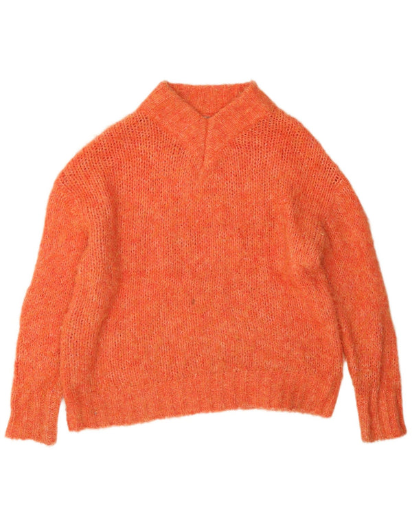 Maglione oversize da donna con scollo a V Anthropologie UK 6 XS arancione screziato